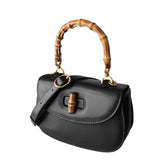 Bamboo Lock Leather Tote Bag - Small